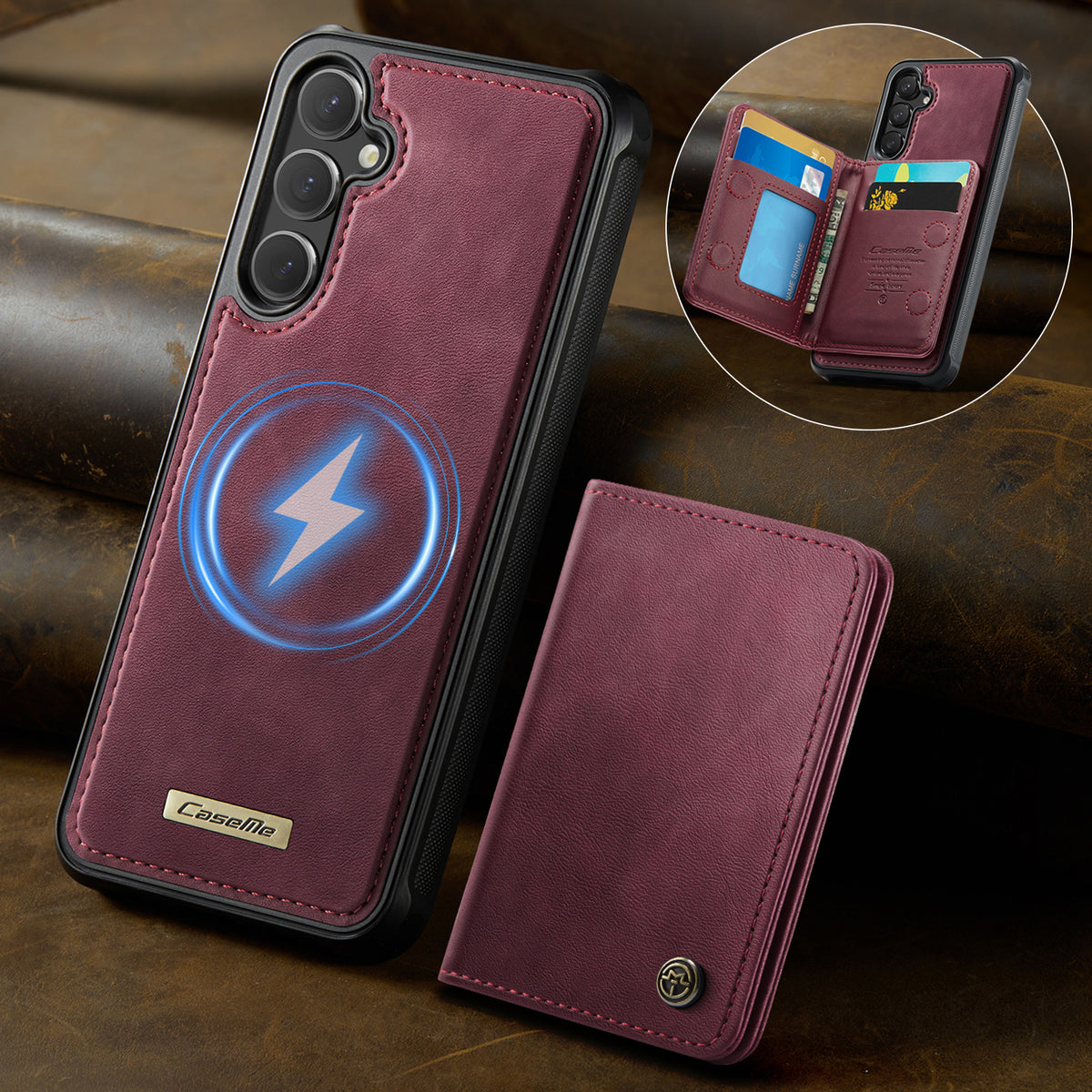 CASEME For Samsung Galaxy S23 FE Magnetic Case ME80 Series Leather PC TPU Phone Cover with Detachable Wallet