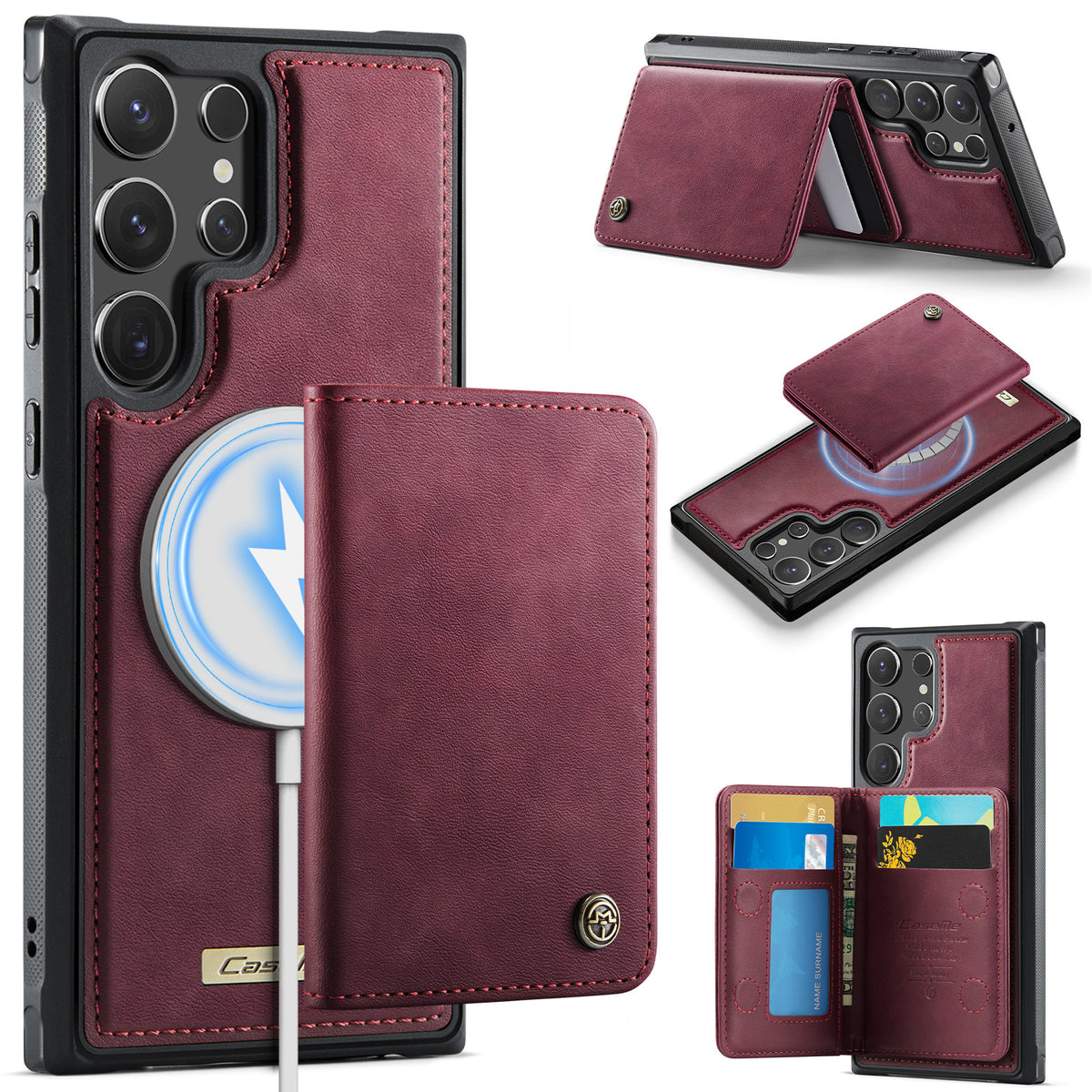 CASEME För Samsung Galaxy S23 Ultra Magnetiskt Skal ME80 Serien Läder PC TPU mobilskal med Avtagbar Plånbok