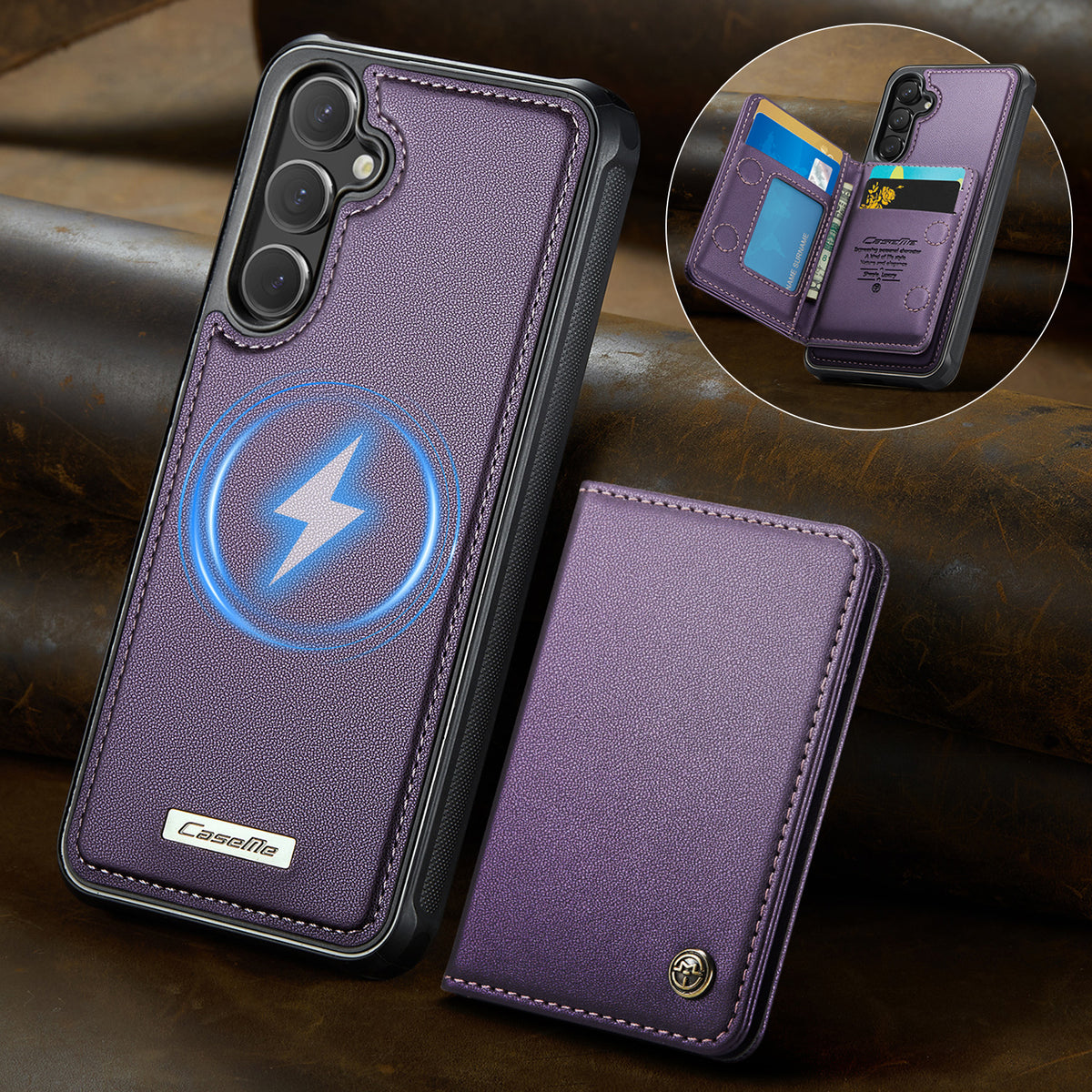 CASEME För Samsung Galaxy S24+ / Galaxy S25+ Magnetiskt Skal ME80-serien Läder PC TPU mobilskal med Avtagbar Plånbok