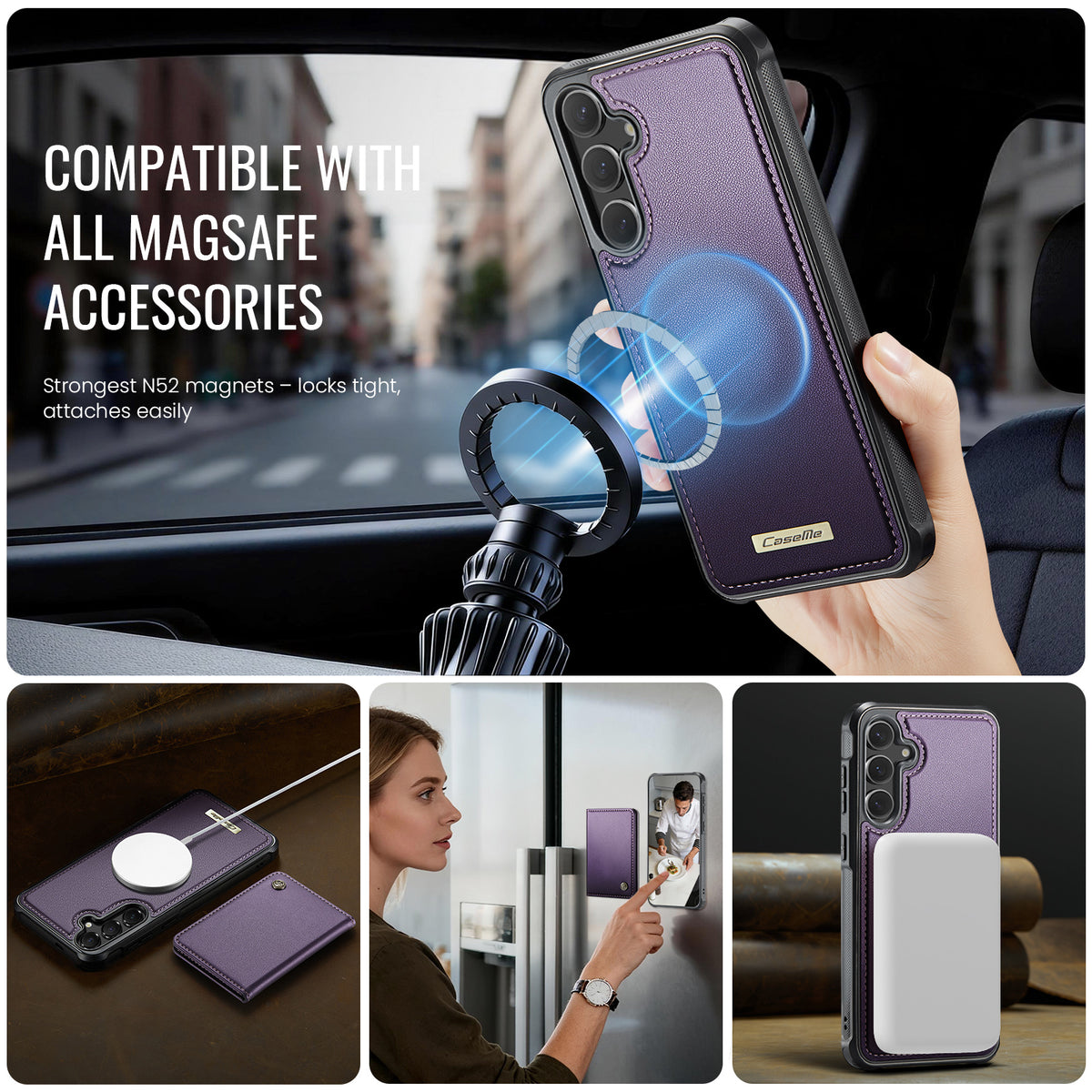 CASEME För Samsung Galaxy S24+ / Galaxy S25+ Magnetiskt Skal ME80-serien Läder PC TPU mobilskal med Avtagbar Plånbok