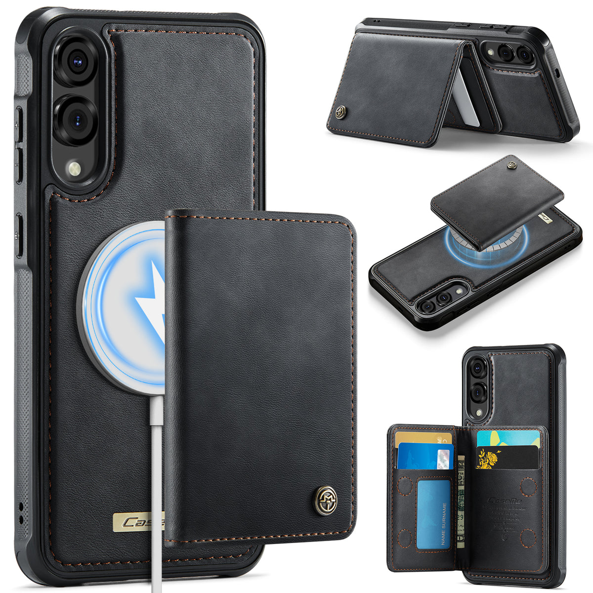 CASEME til Samsung Galaxy S25 Edge, magnetisk cover fra ME80-serien, læder-, PC- og TPU-mobilcover med aftagelig pung