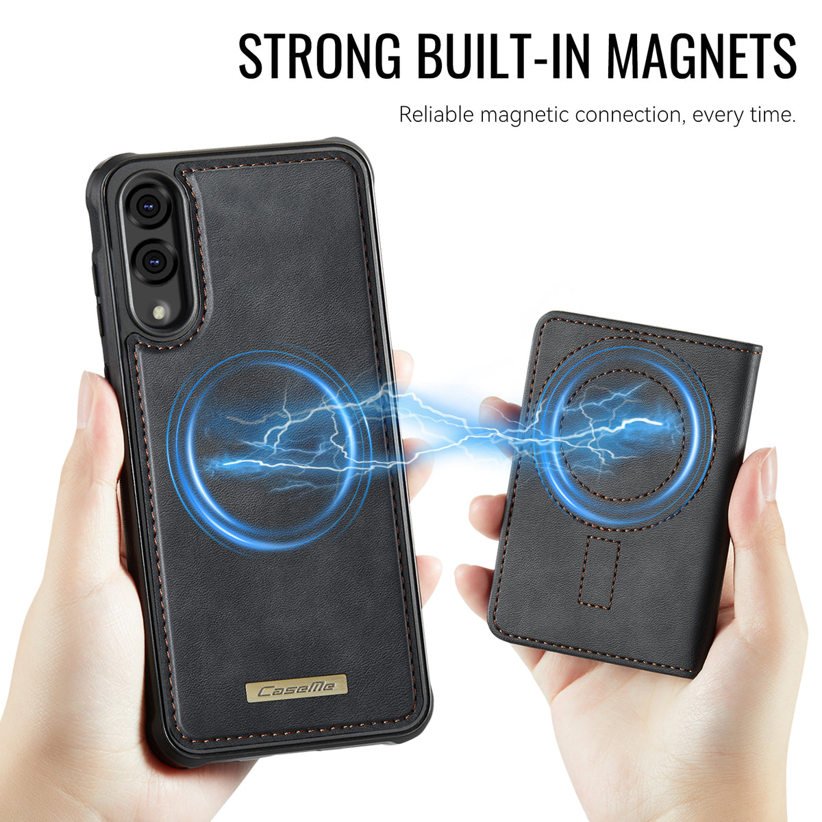 CASEME til Samsung Galaxy S25 Edge, magnetisk cover fra ME80-serien, læder-, PC- og TPU-mobilcover med aftagelig pung