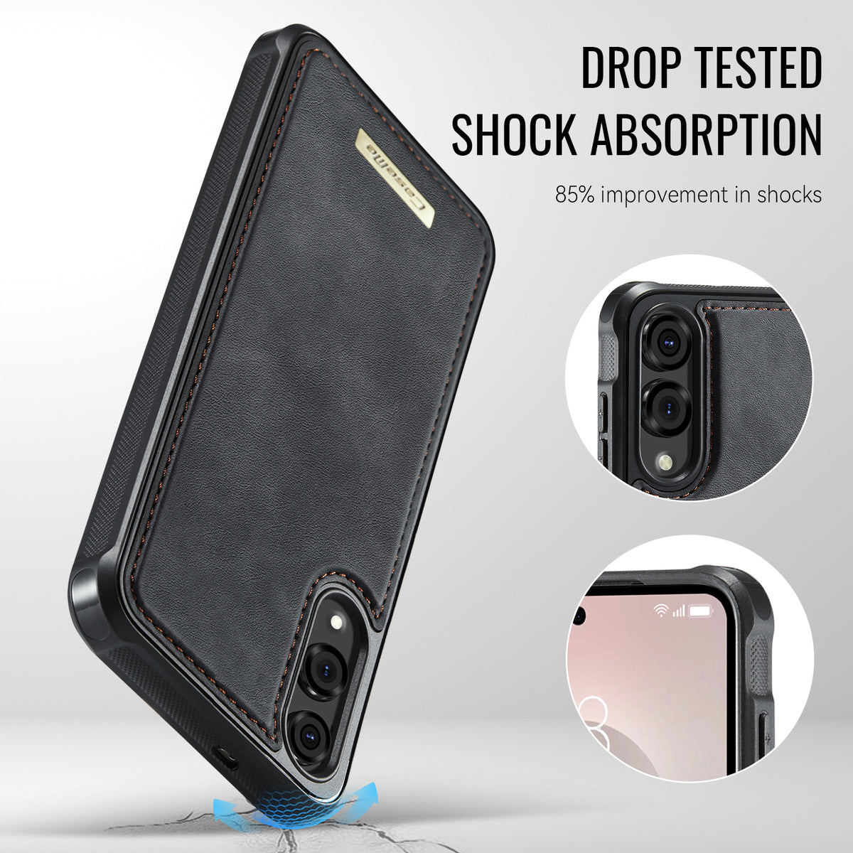 CASEME til Samsung Galaxy S25 Edge, magnetisk cover fra ME80-serien, læder-, PC- og TPU-mobilcover med aftagelig pung