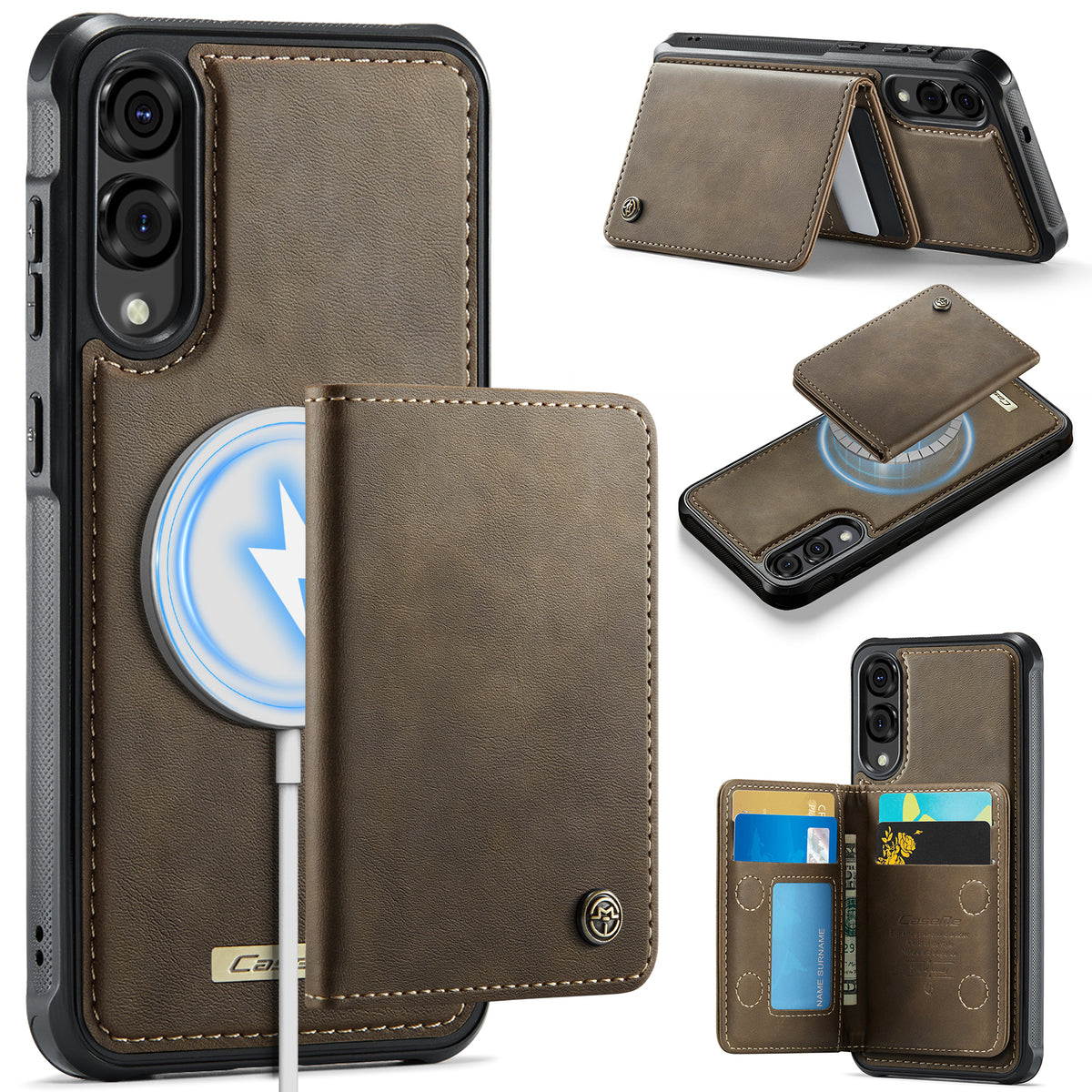 CASEME til Samsung Galaxy S25 Edge, magnetisk cover fra ME80-serien, læder-, PC- og TPU-mobilcover med aftagelig pung