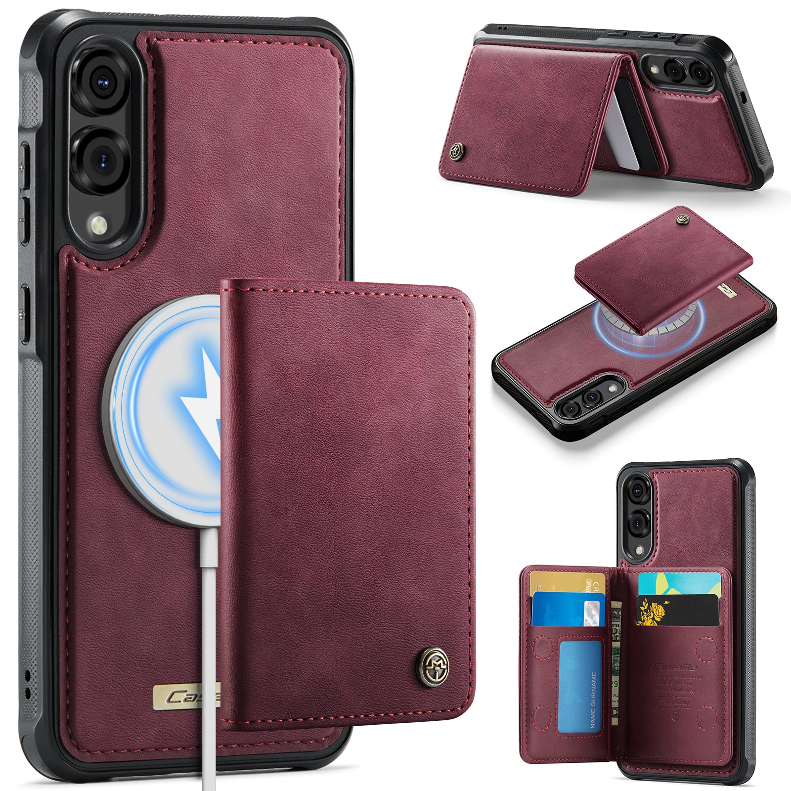 CASEME For Samsung Galaxy S25 Edge Magnetic Case ME80 Series Leather PC TPU Phone Cover with Detachable Wallet