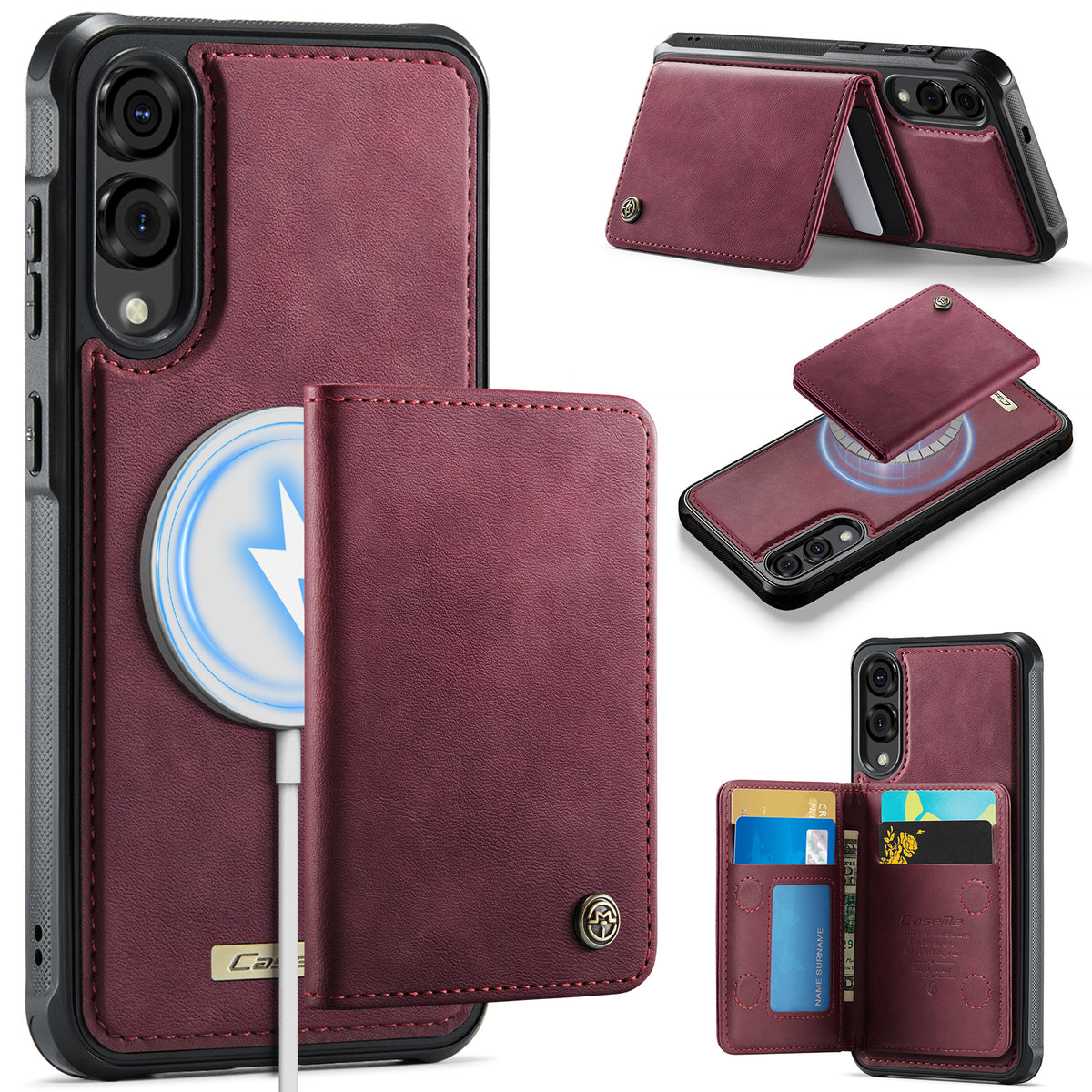 CASEME til Samsung Galaxy S25 Edge, magnetisk cover fra ME80-serien, læder-, PC- og TPU-mobilcover med aftagelig pung