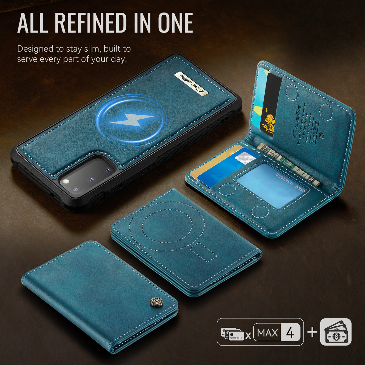 CASEME För Samsung Galaxy S20 4G / Galaxy S20 5G Magnetiskt Skal ME80-serien Läder PC TPU mobilskal med Avtagbar Plånbok