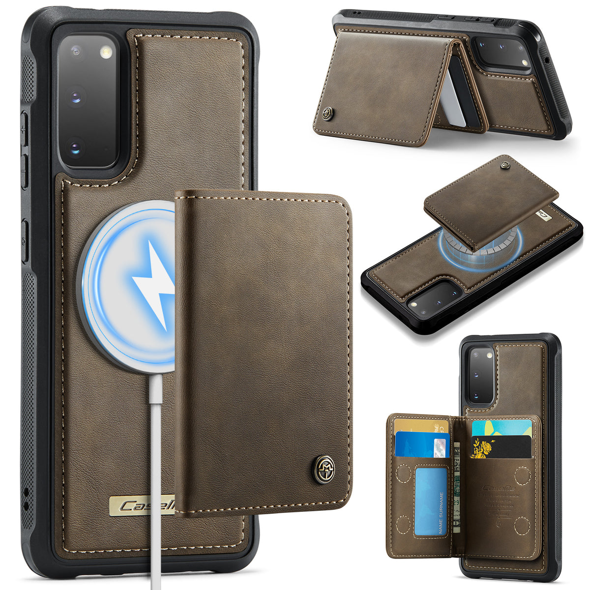 CASEME För Samsung Galaxy S20 4G / Galaxy S20 5G Magnetiskt Skal ME80-serien Läder PC TPU mobilskal med Avtagbar Plånbok