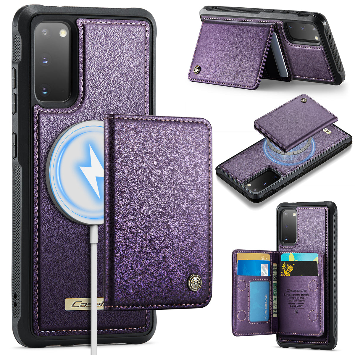 CASEME magnetisk cover til Samsung Galaxy S20 4G / Galaxy S20 5G, ME80-serien, læder, PC og TPU med aftagelig tegnebog