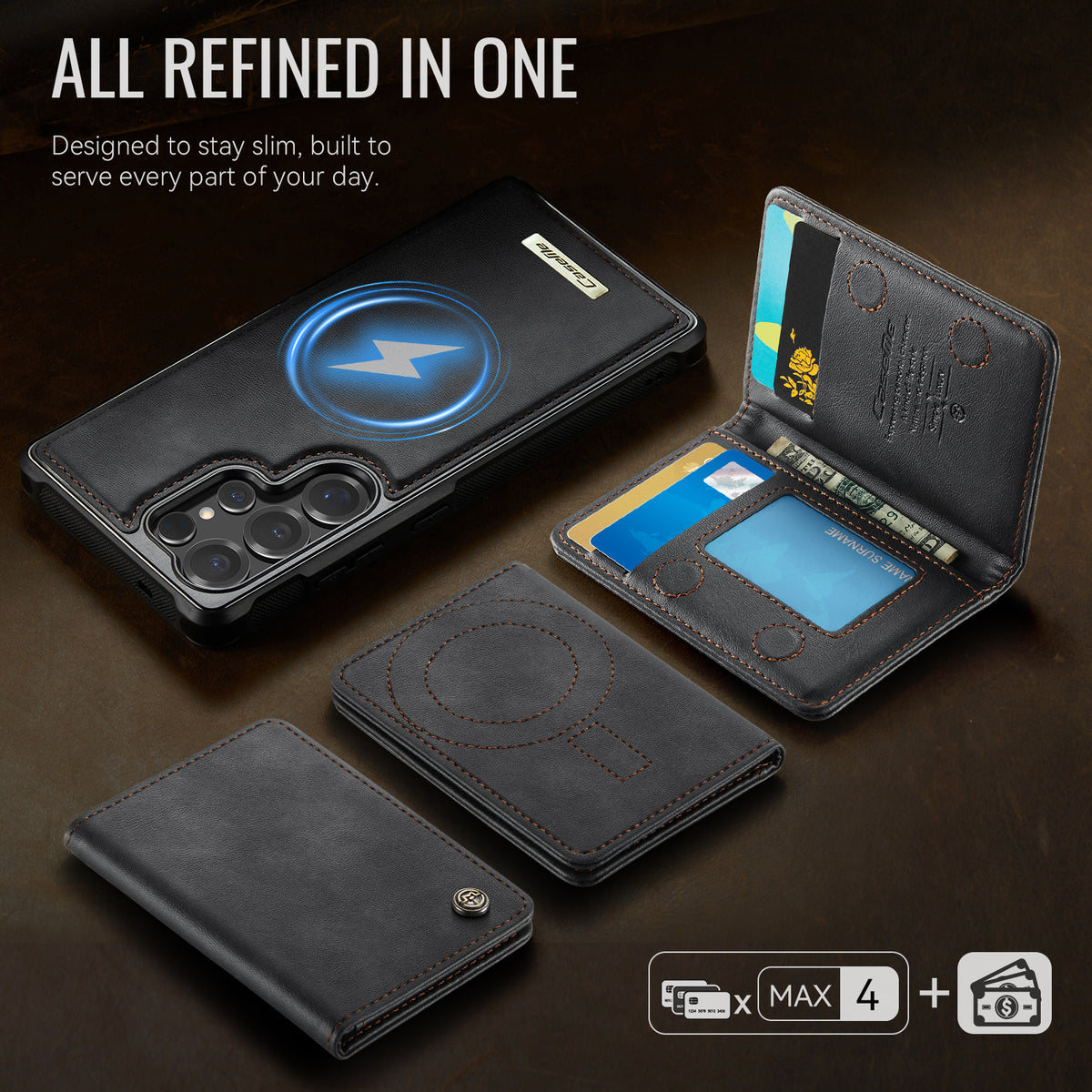 CASEME För Samsung Galaxy S25 Ultra Magnetiskt Skal ME80 Serien Läder PC TPU mobilskal med Avtagbar Plånbok