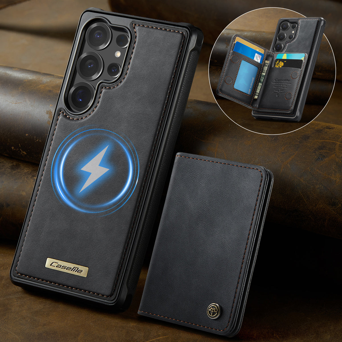 CASEME För Samsung Galaxy S25 Ultra Magnetiskt Skal ME80 Serien Läder PC TPU mobilskal med Avtagbar Plånbok