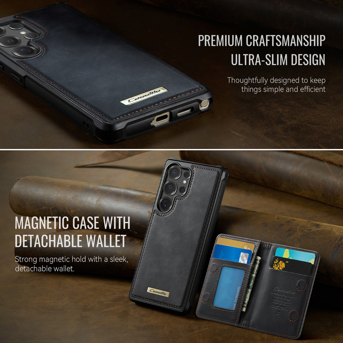 CASEME För Samsung Galaxy S25 Ultra Magnetiskt Skal ME80 Serien Läder PC TPU mobilskal med Avtagbar Plånbok