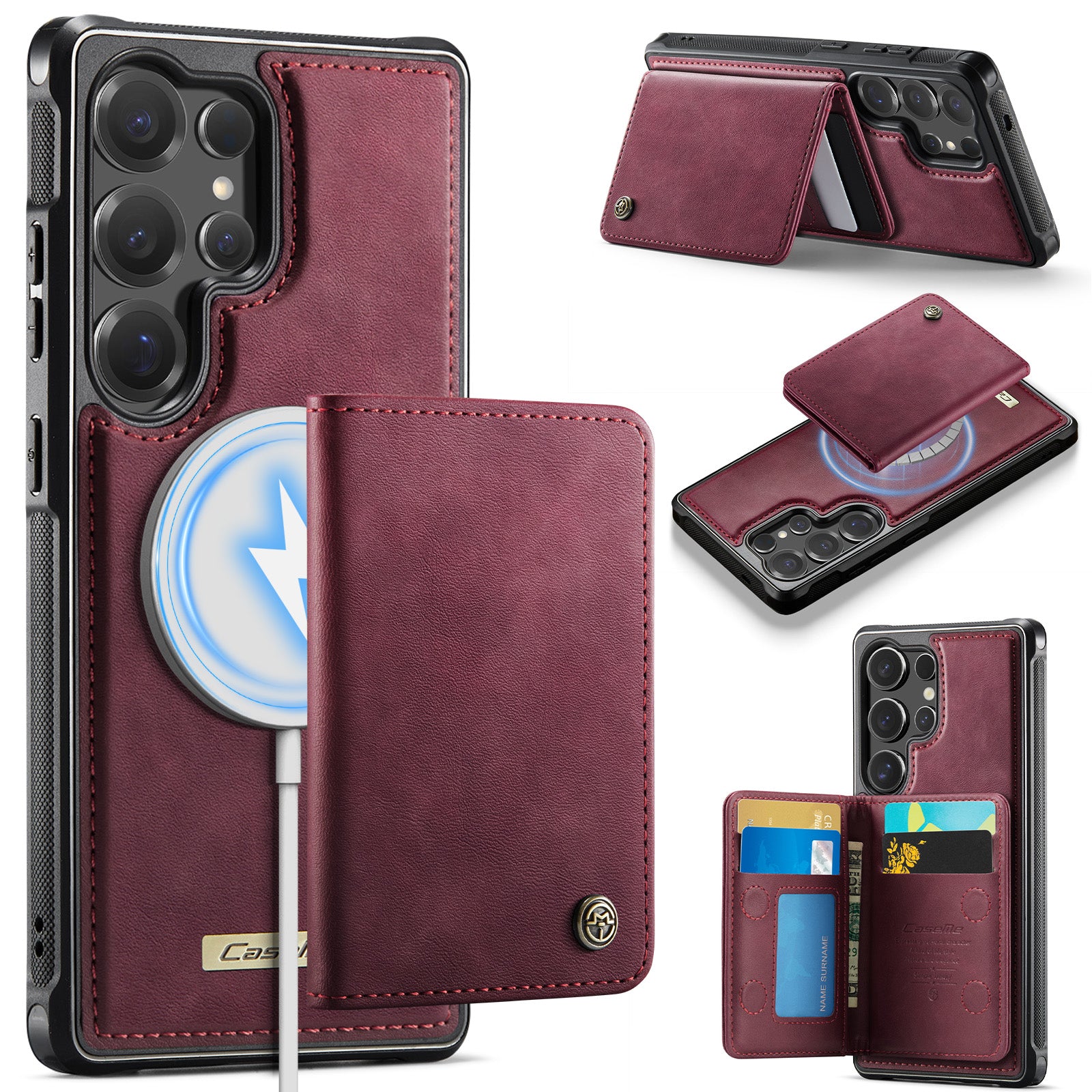CASEME Til Samsung Galaxy S25 Ultra Magnetisk Etui ME80 Series Læder PC TPU Telefoncover med Aftagelig Pung