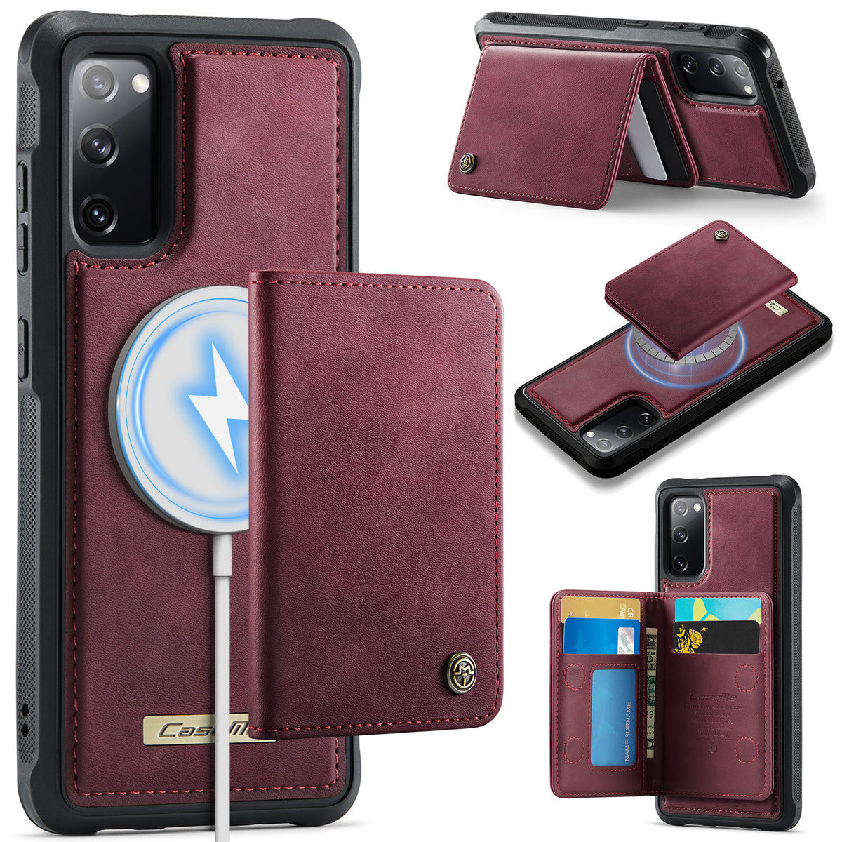 CASEME For Samsung Galaxy S20 FE 5G Magnetic Case ME80 Series Leather PC TPU Phone Cover with Detachable Wallet