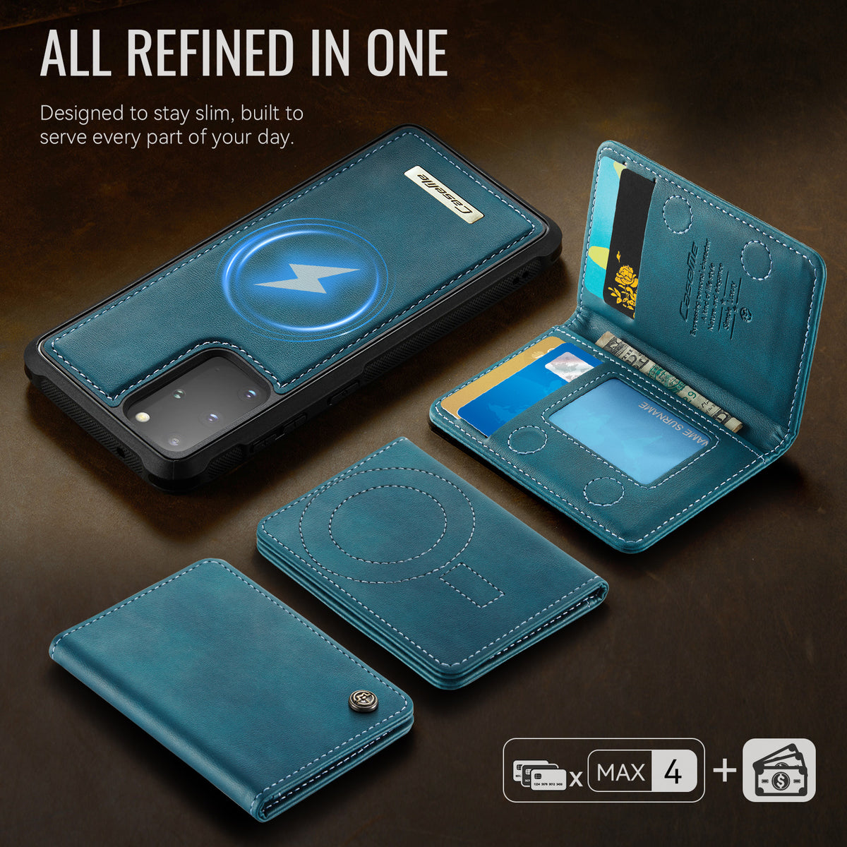CASEME För Samsung Galaxy S20 Plus 4G / Galaxy S20 Plus 5G Magnetiskt Skal ME80-serien Läder PC TPU mobilskal med Avtagbar Plånbok