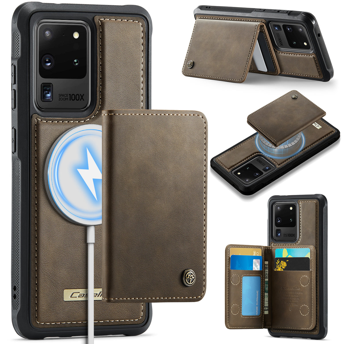 CASEME För Samsung Galaxy S20 Ultra Magnetiskt Skal ME80 Series Läder PC TPU mobilskal med Avtagbar Plånbok