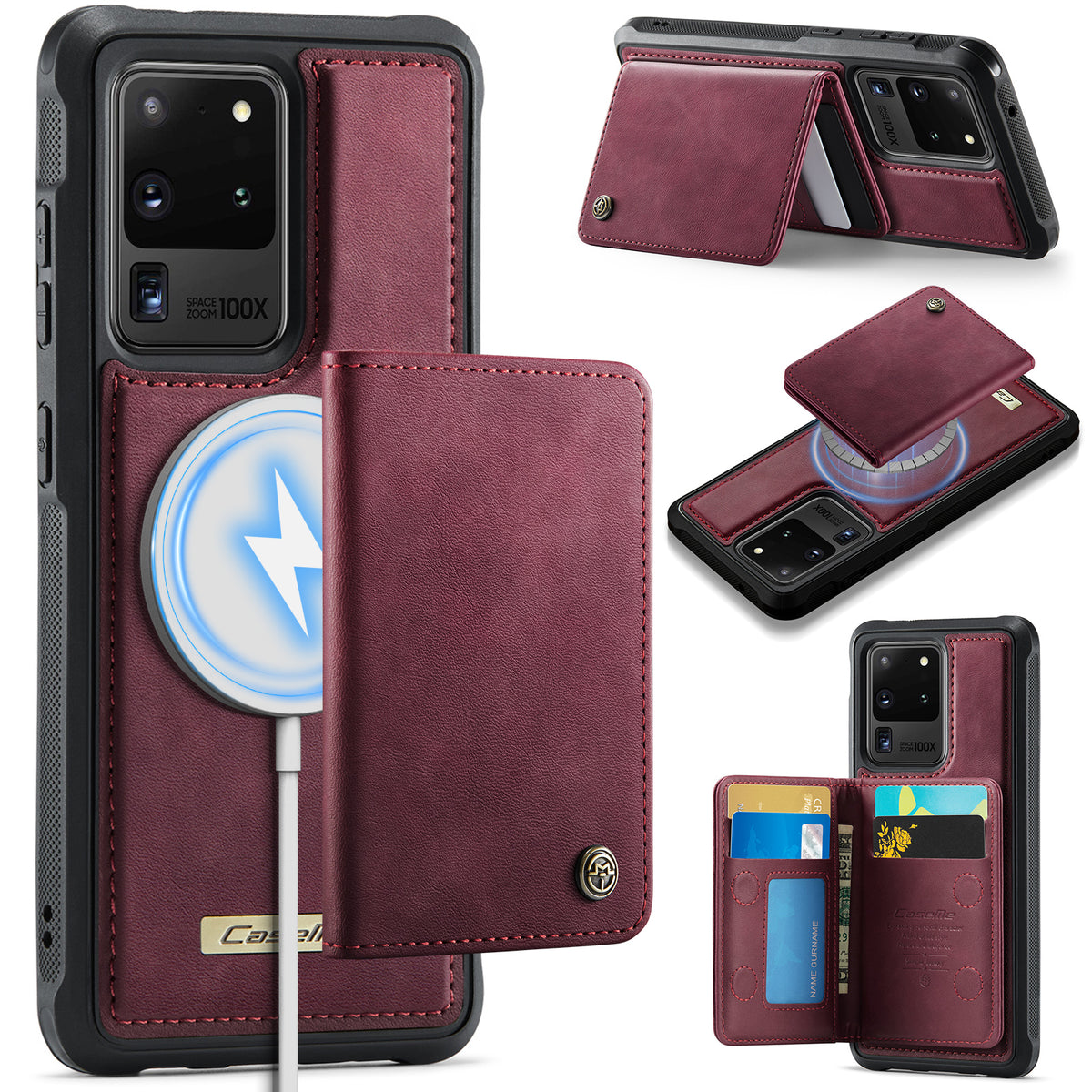 CASEME För Samsung Galaxy S20 Ultra Magnetiskt Skal ME80 Series Läder PC TPU mobilskal med Avtagbar Plånbok
