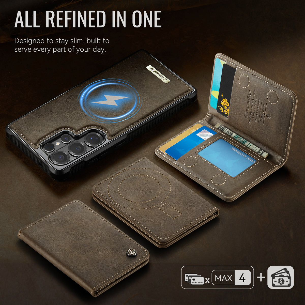 CASEME For Samsung Galaxy S26 Ultra Magnetic Case ME80 Series Leather PC TPU Phone Cover with Detachable Wallet