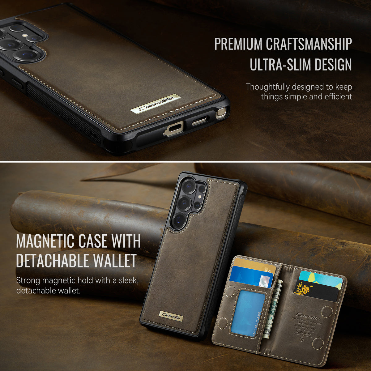 CASEME For Samsung Galaxy S26 Ultra Magnetic Case ME80 Series Leather PC TPU Phone Cover with Detachable Wallet