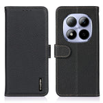 KHAZNEH For Xiaomi Redmi Note 15 Pro 4G (Global) Wallet Case Litchi Texture Genuine Cow Leather Flip Phone Cover