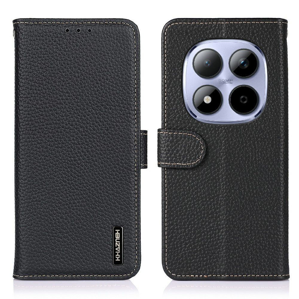 KHAZNEH Plånboksfodral för Xiaomi Redmi Note 15 Pro 4G (Global) i äkta nötskinn med flip-fodral