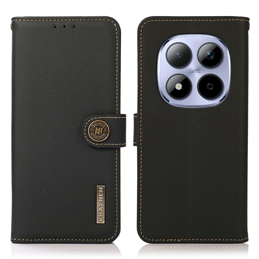KHAZNEH for Xiaomi Redmi Note 15 Pro 4G (Global) Case Genuine Cow Leather RFID Blocking Wallet Phone Cover