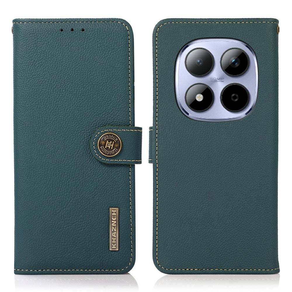 KHAZNEH for Xiaomi Redmi Note 15 Pro 4G (Global) Case Genuine Cow Leather RFID Blocking Wallet Phone Cover