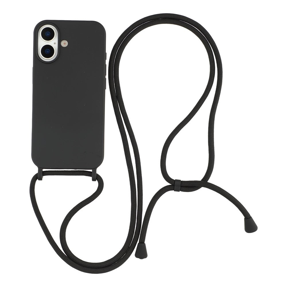 Til iPhone 17 Etui Flydende Silikone Beskyttende Telefoncover med Crossbody Snor