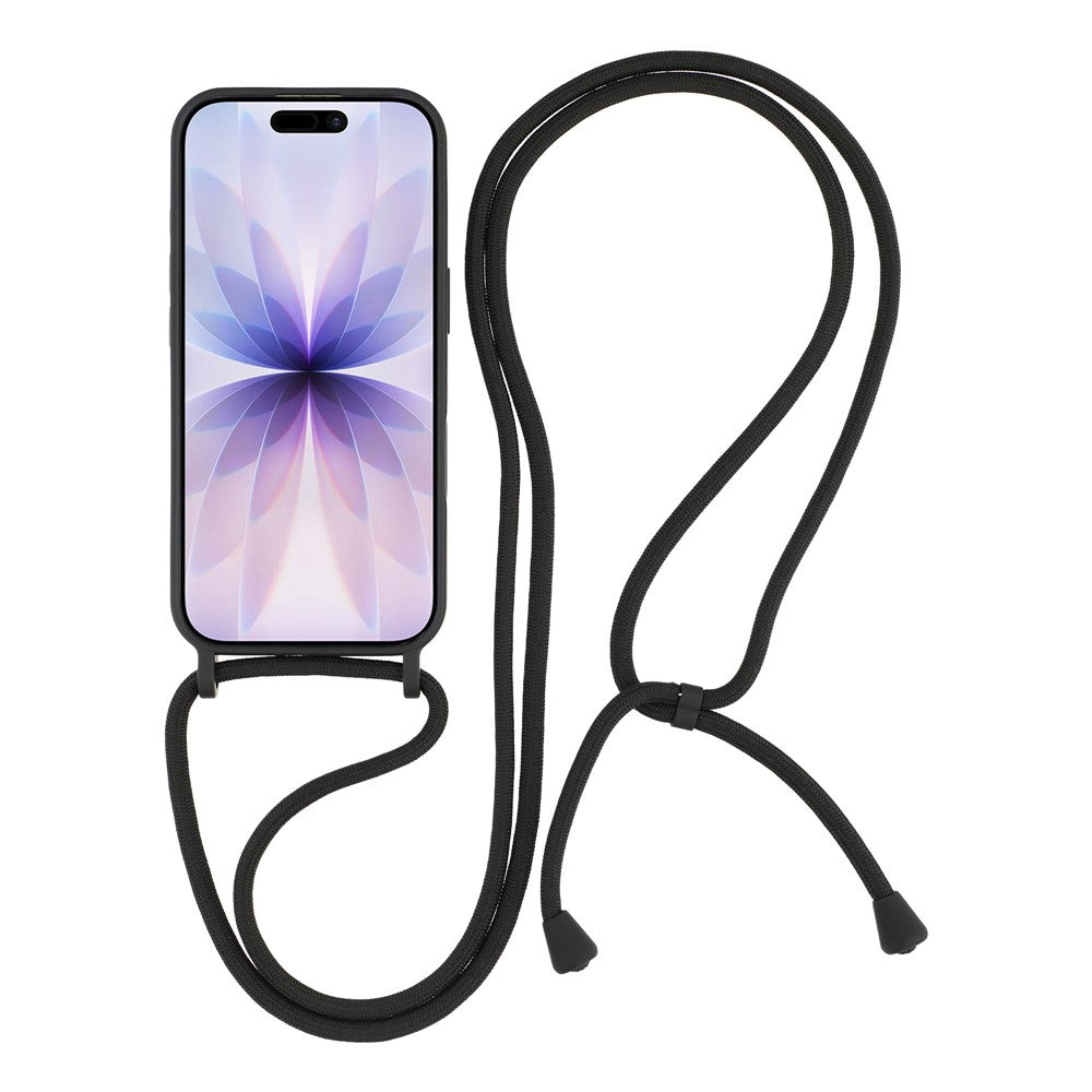 Til iPhone 17 Etui Flydende Silikone Beskyttende Telefoncover med Crossbody Snor