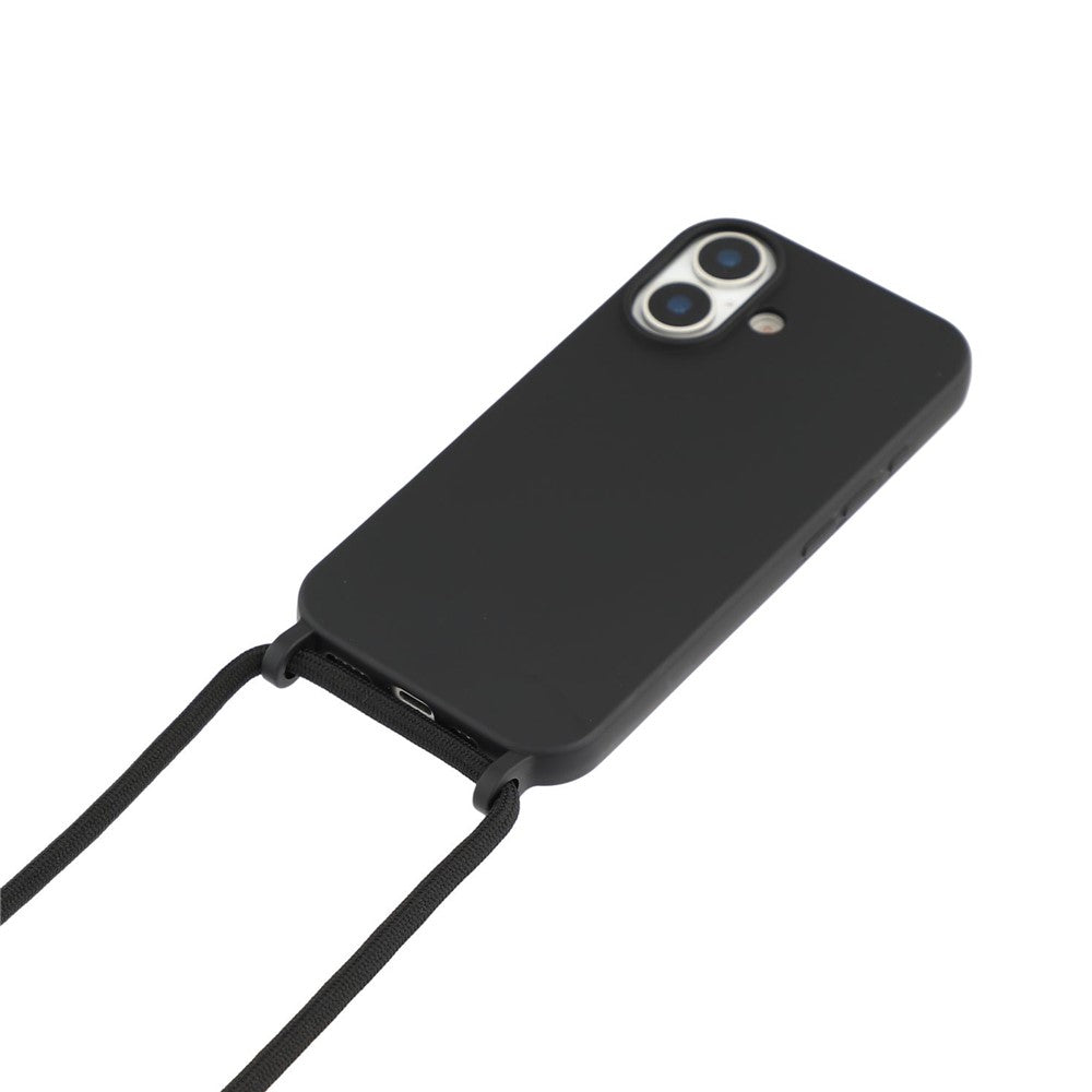 Til iPhone 17 Etui Flydende Silikone Beskyttende Telefoncover med Crossbody Snor