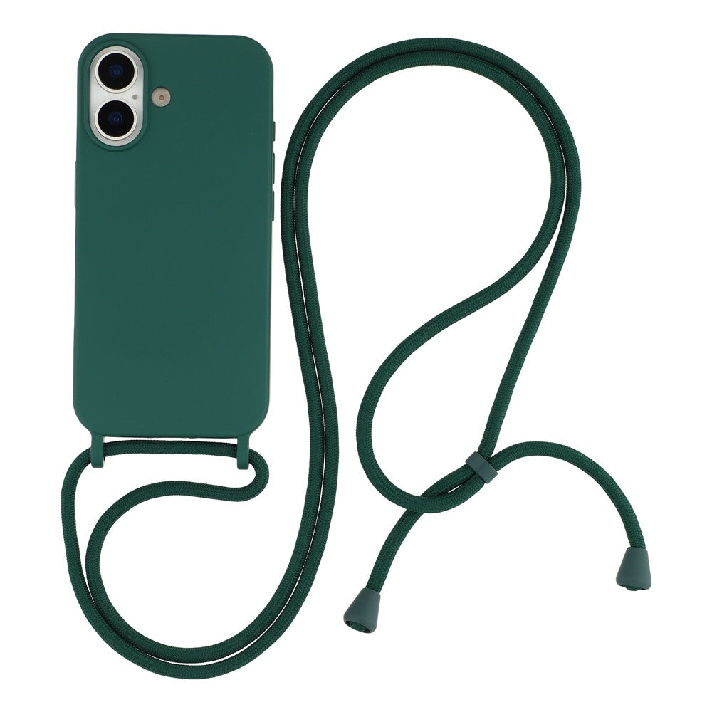 Til iPhone 17 Etui Flydende Silikone Beskyttende Telefoncover med Crossbody Snor