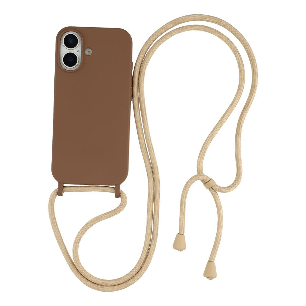 Til iPhone 17 Etui Flydende Silikone Beskyttende Telefoncover med Crossbody Snor