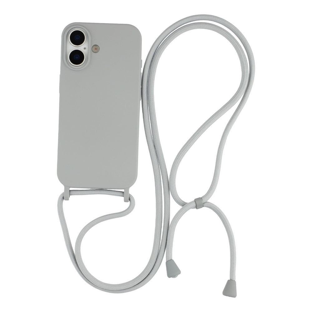 Til iPhone 17 Etui Flydende Silikone Beskyttende Telefoncover med Crossbody Snor