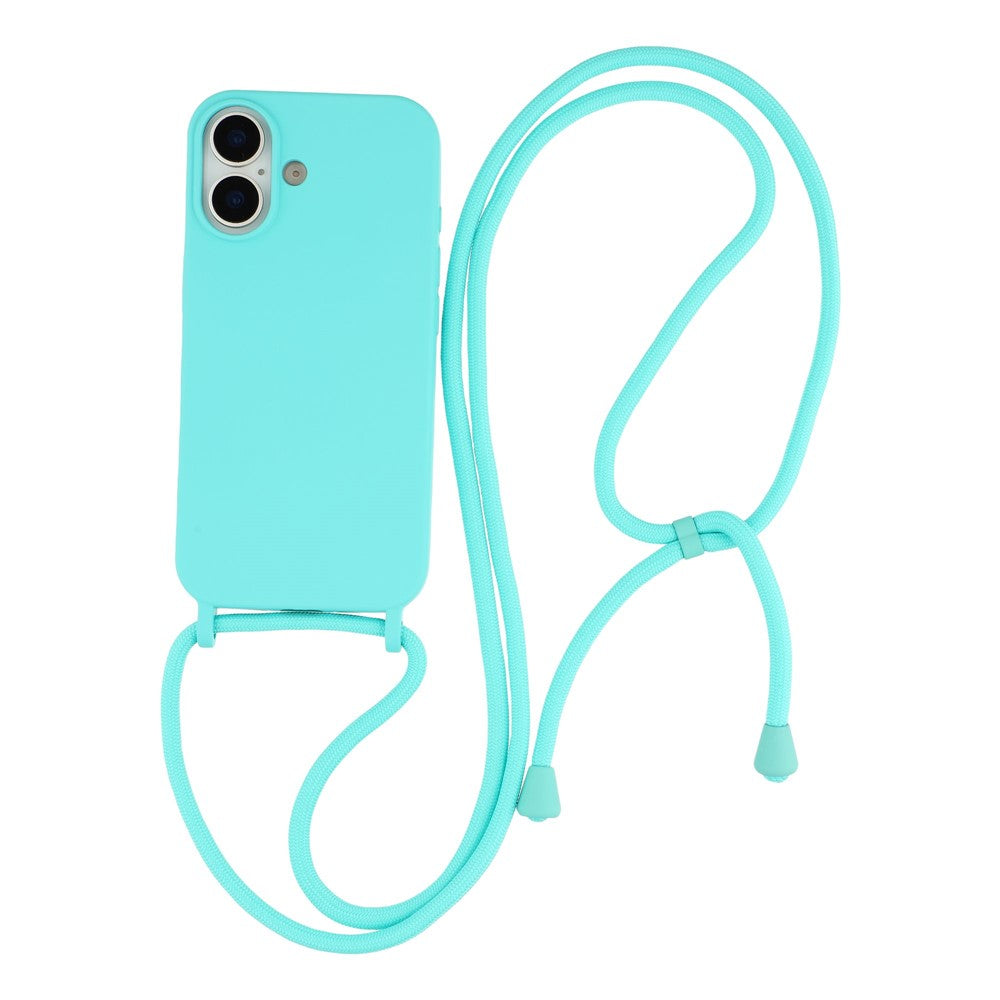 Til iPhone 17 Etui Flydende Silikone Beskyttende Telefoncover med Crossbody Snor