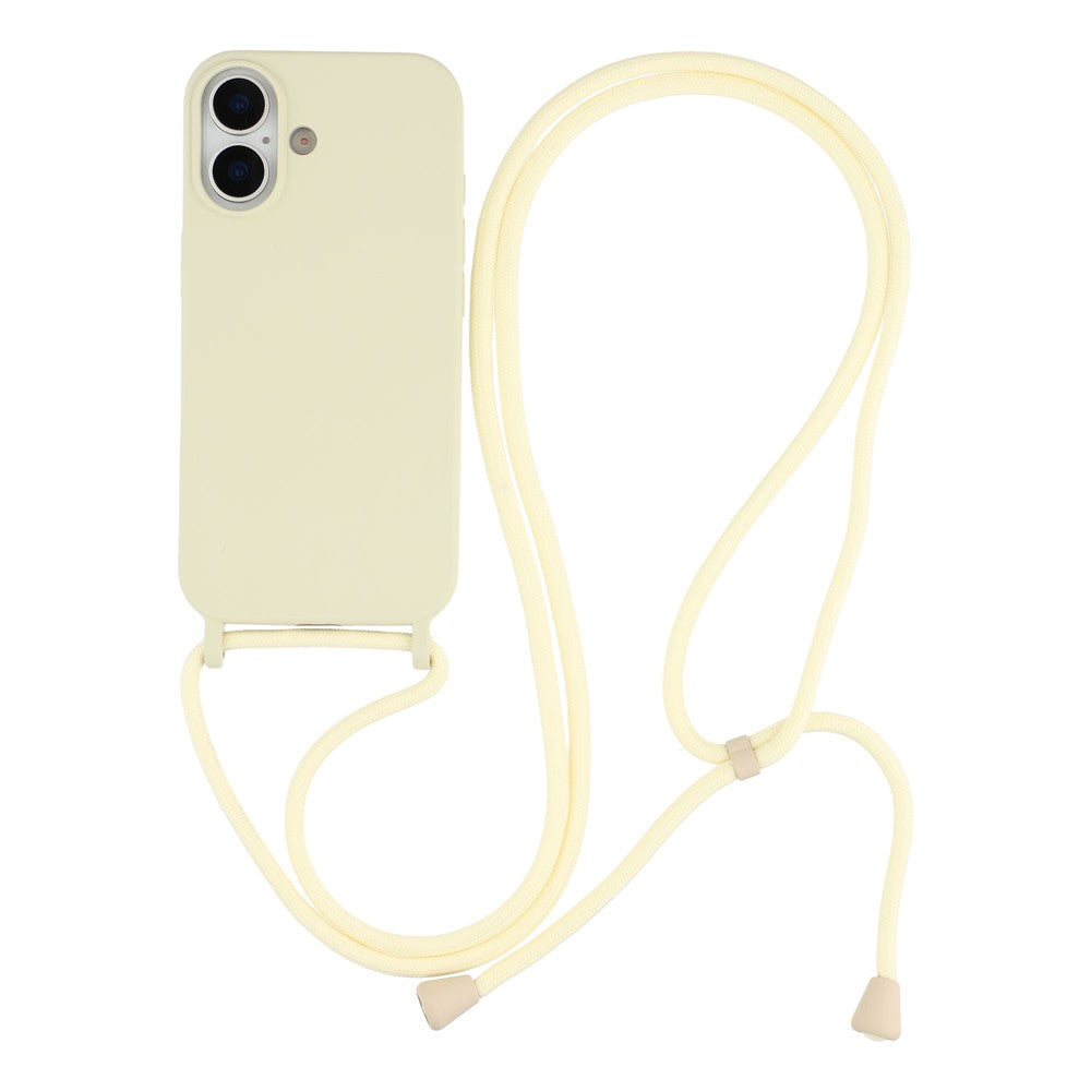 Til iPhone 17 Etui Flydende Silikone Beskyttende Telefoncover med Crossbody Snor