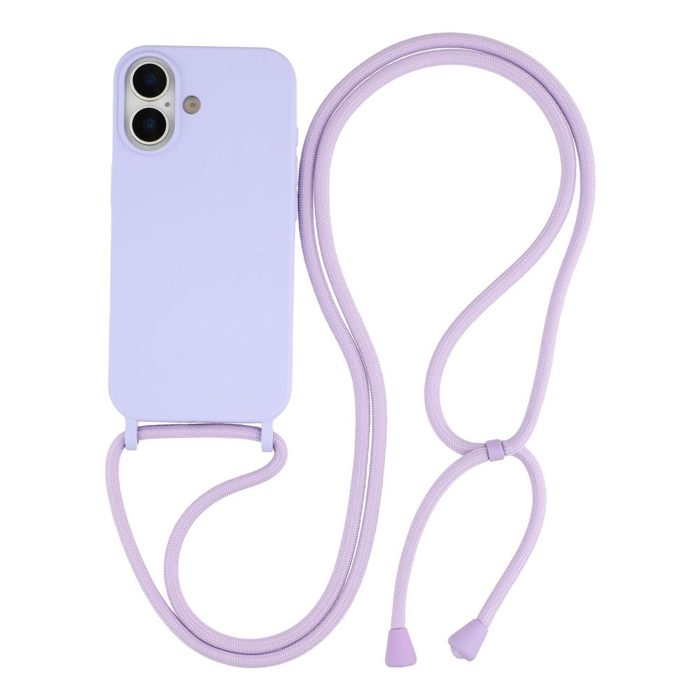 Til iPhone 17 Etui Flydende Silikone Beskyttende Telefoncover med Crossbody Snor