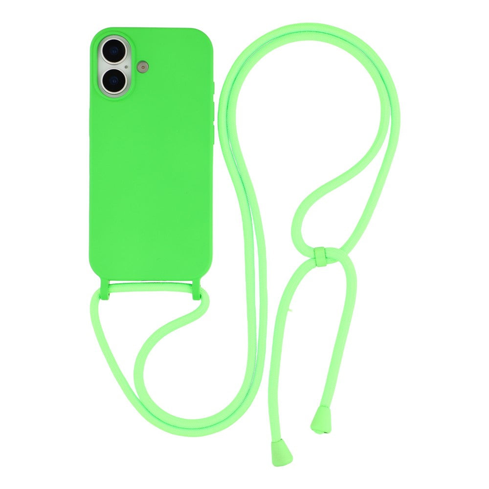 Til iPhone 17 Etui Flydende Silikone Beskyttende Telefoncover med Crossbody Snor