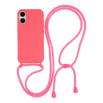 Til iPhone 17 Etui Flydende Silikone Beskyttende Telefoncover med Crossbody Snor