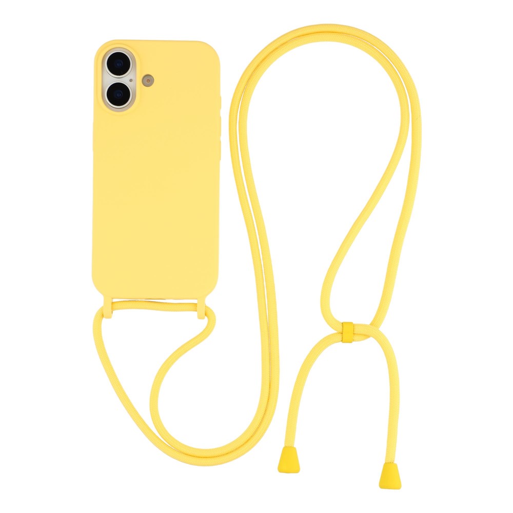 For iPhone 16 Case Liquid Silicone Protective Phone Cover with Crossbody Lanyard
