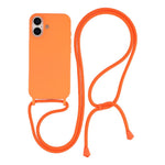 For iPhone 16 Case Liquid Silicone Protective Phone Cover with Crossbody Lanyard