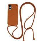 For iPhone 16 Case Liquid Silicone Protective Phone Cover with Crossbody Lanyard