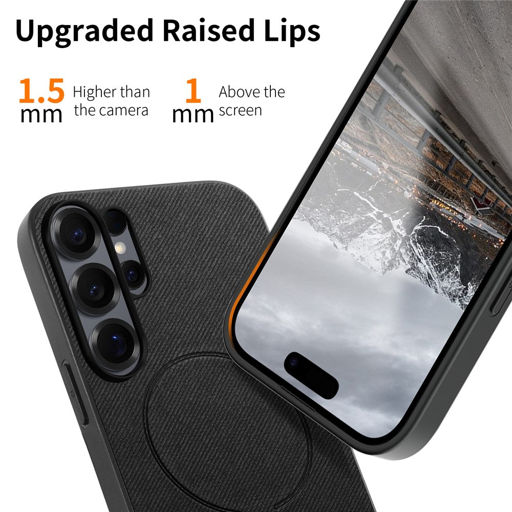 For Samsung Galaxy S26 Ultra Magnetic Case Cloth Texture PC + TPU + PU Leather Anti-Scratch Phone Cover