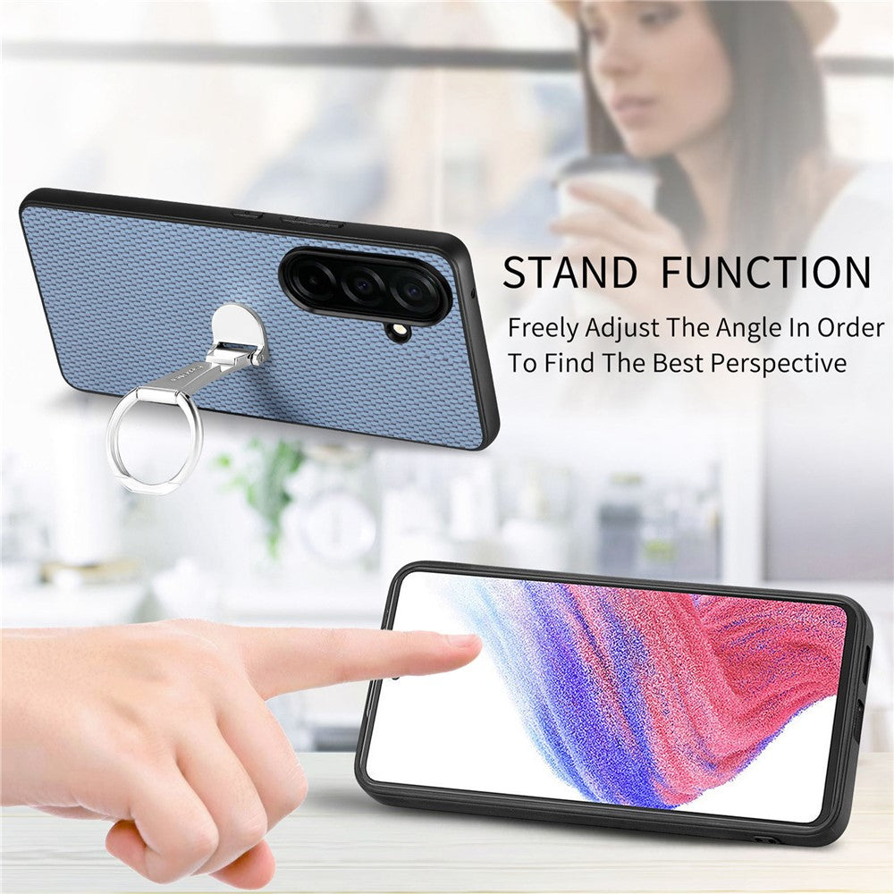 CASENEO C1-19 for Samsung Galaxy S26+ Case Folding Kickstand Leather Back Cover Carbon Fiber Texture