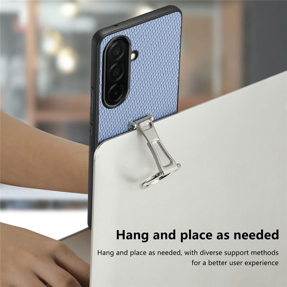 CASENEO C1-19 for Samsung Galaxy S26+ Case Folding Kickstand Leather Back Cover Carbon Fiber Texture