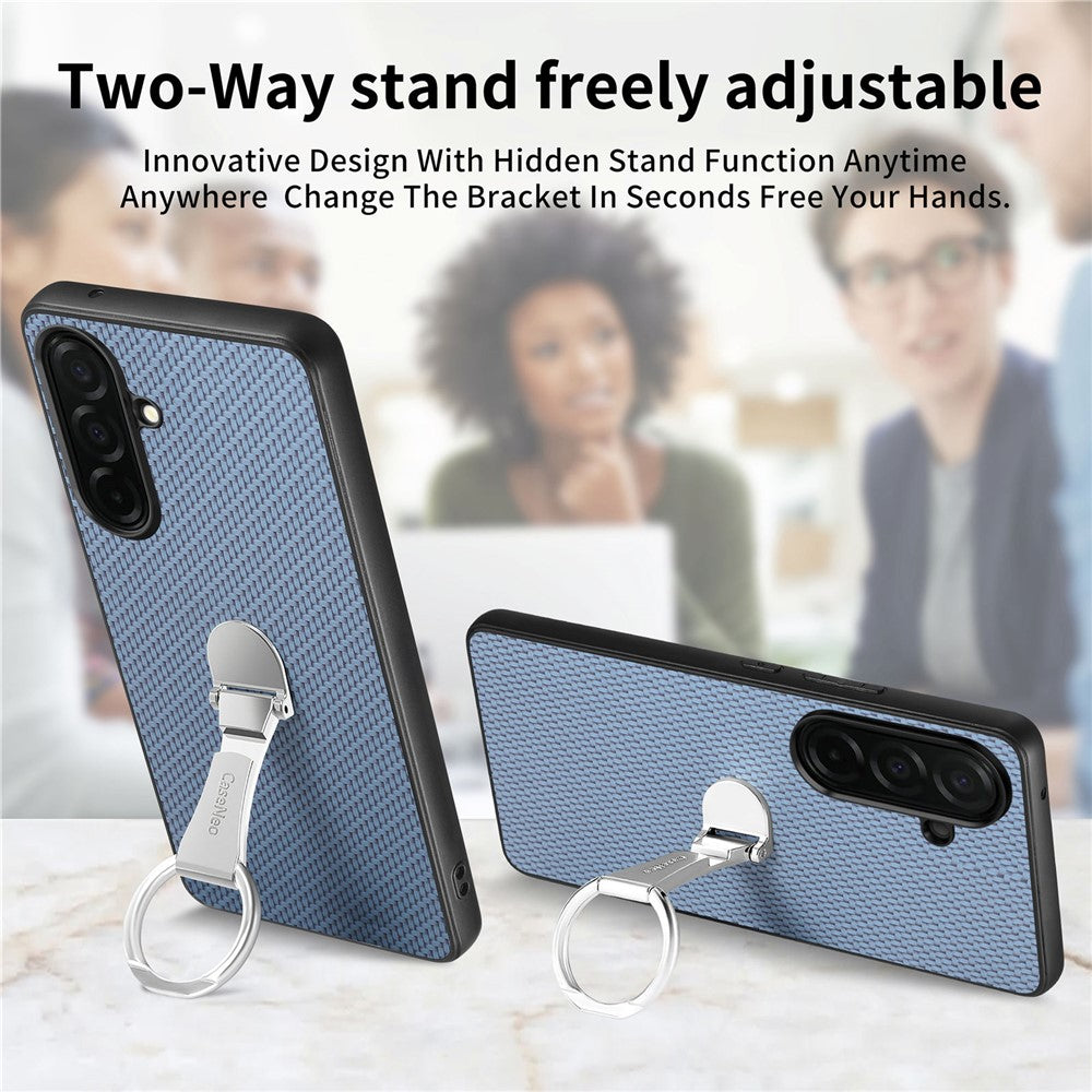 CASENEO C1-19 for Samsung Galaxy S26+ Case Folding Kickstand Leather Back Cover Carbon Fiber Texture