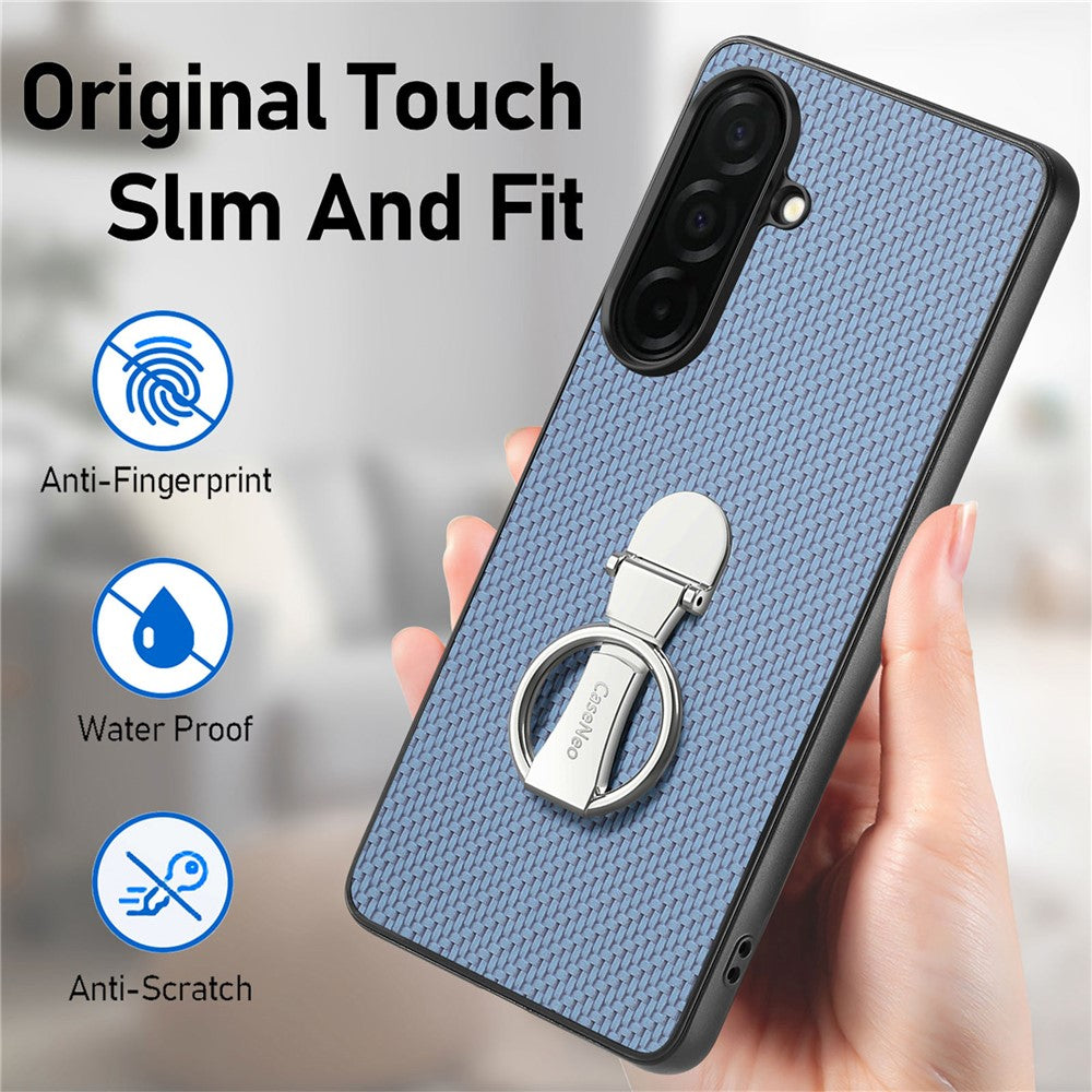 CASENEO C1-19 for Samsung Galaxy S26+ Case Folding Kickstand Leather Back Cover Carbon Fiber Texture