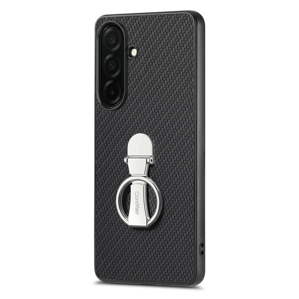 CASENEO C1-19 for Samsung Galaxy S26+ Case Folding Kickstand Leather Back Cover Carbon Fiber Texture