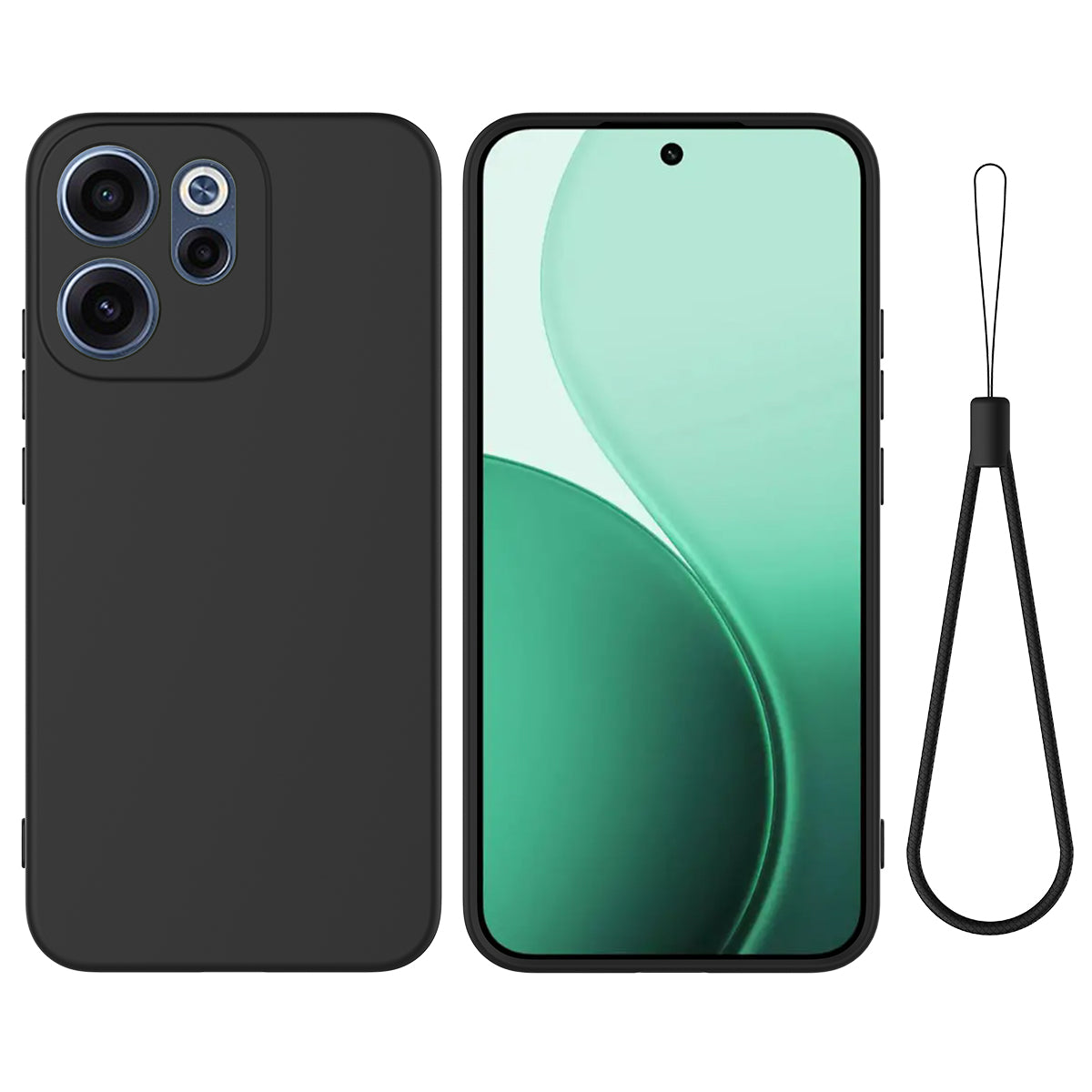 Oppo Reno15 FS 5G / Oppo Reno15 F 5G-mobilcover i flydende silikone med håndrem