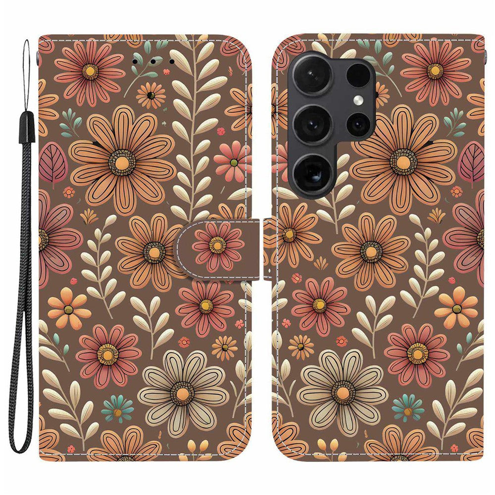 For Samsung Galaxy S26 Ultra Wallet Case Pattern Printing Leather Stand Phone Cover with Strap