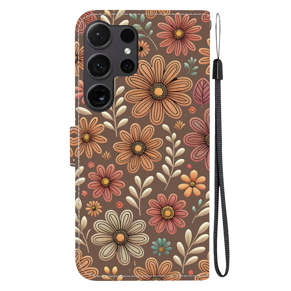 For Samsung Galaxy S26 Ultra Wallet Case Pattern Printing Leather Stand Phone Cover with Strap